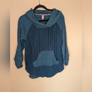 No Boundaries Teal Cowl Neck Sweater Size L (Junior)